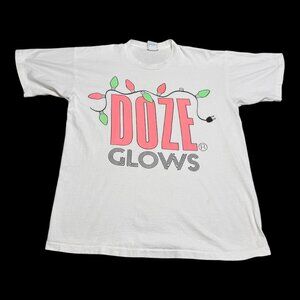 Vintage 90s Doze Glows Stained Lights‎ White Cotton Shirt Adult XL